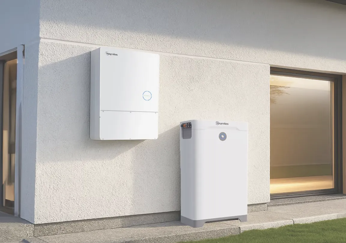 Home battery installed outside a house.